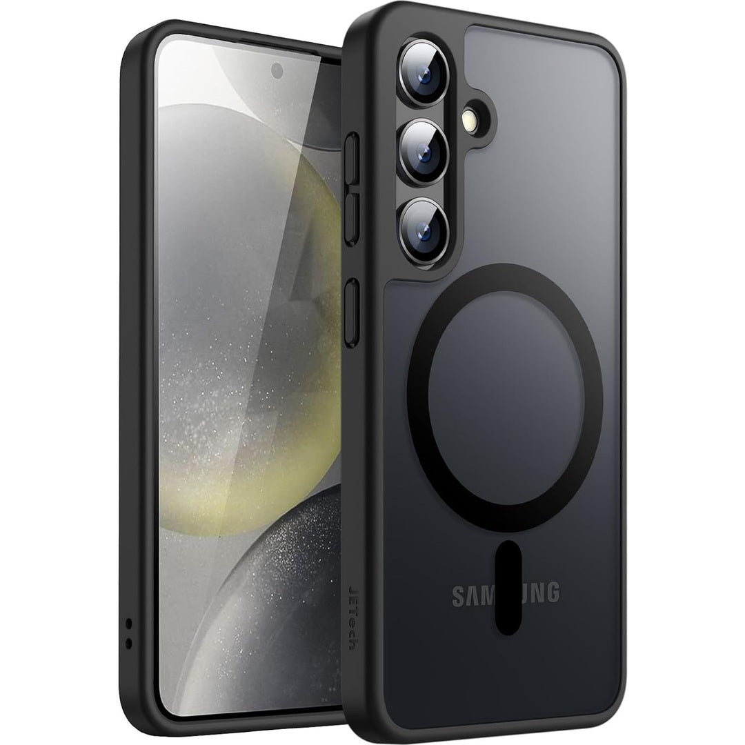 JETech Magnetic Case for Samsung Galaxy S24+ / S24 Plus 5G, Compatible with MagSafe, Translucent Matte Back Shockproof Phone Cover (Black)