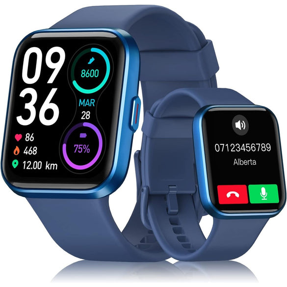 Smart Watch for Women Men, Smart Watch (Answer/Make Call),1.8" Full Touch Alexa Built-in Fitness Watch with Blood Oxygen/Stress Monitor, IP68 Waterproof Smartwatch for Android iOS