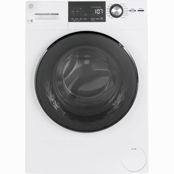 GE – 2.4 Cu. Ft. High Efficiency Stackable Front Load Washer with Steam and Sanitize – White