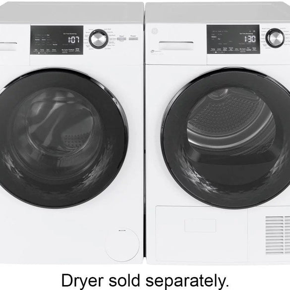 GE – 2.4 Cu. Ft. High Efficiency Stackable Front Load Washer with Steam and Sanitize – White