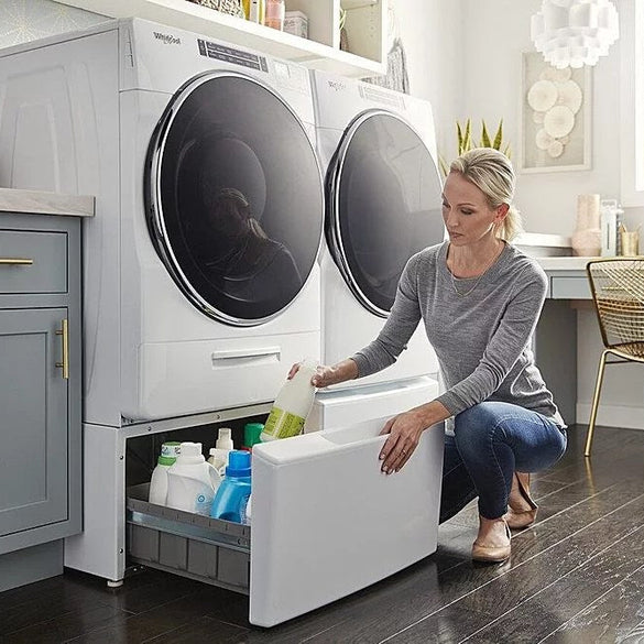 Whirlpool – 4.5 Cu. Ft. High Efficiency Stackable Front Load Washer with Steam and Load & Go XL Dispenser – White