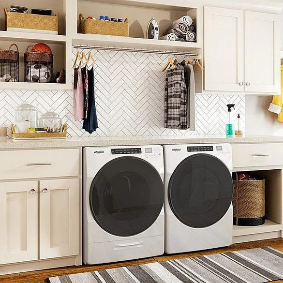 Whirlpool – 4.5 Cu. Ft. High Efficiency Stackable Front Load Washer with Steam and Load & Go XL Dispenser – White