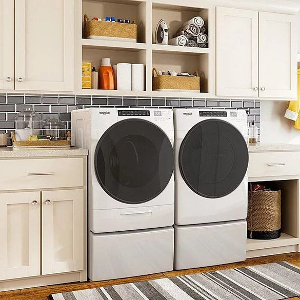 Whirlpool – 4.5 Cu. Ft. High Efficiency Stackable Front Load Washer with Steam and Load & Go XL Dispenser – White