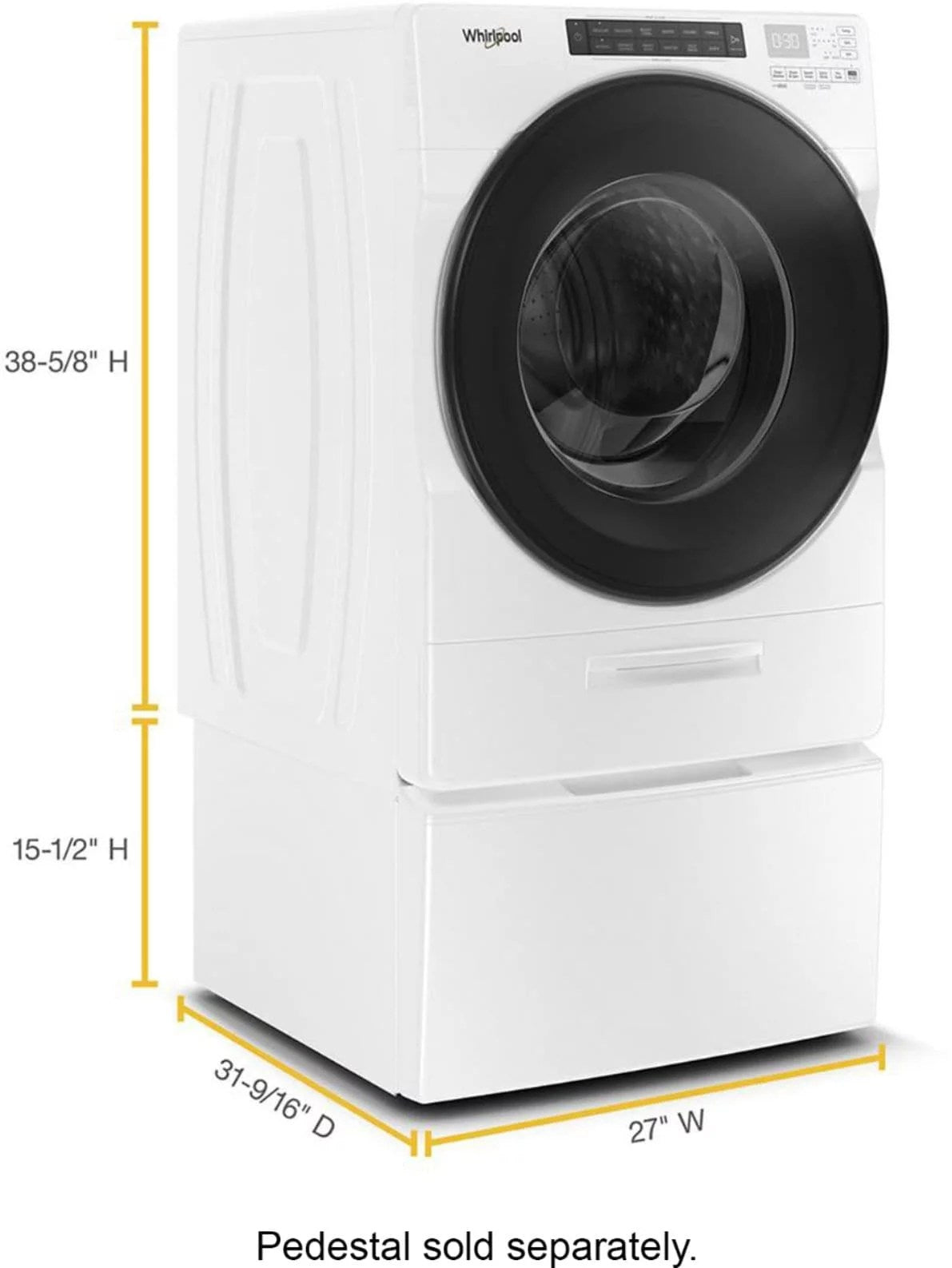 Whirlpool – 4.5 Cu. Ft. High Efficiency Stackable Front Load Washer with Steam and Load & Go XL Dispenser – White