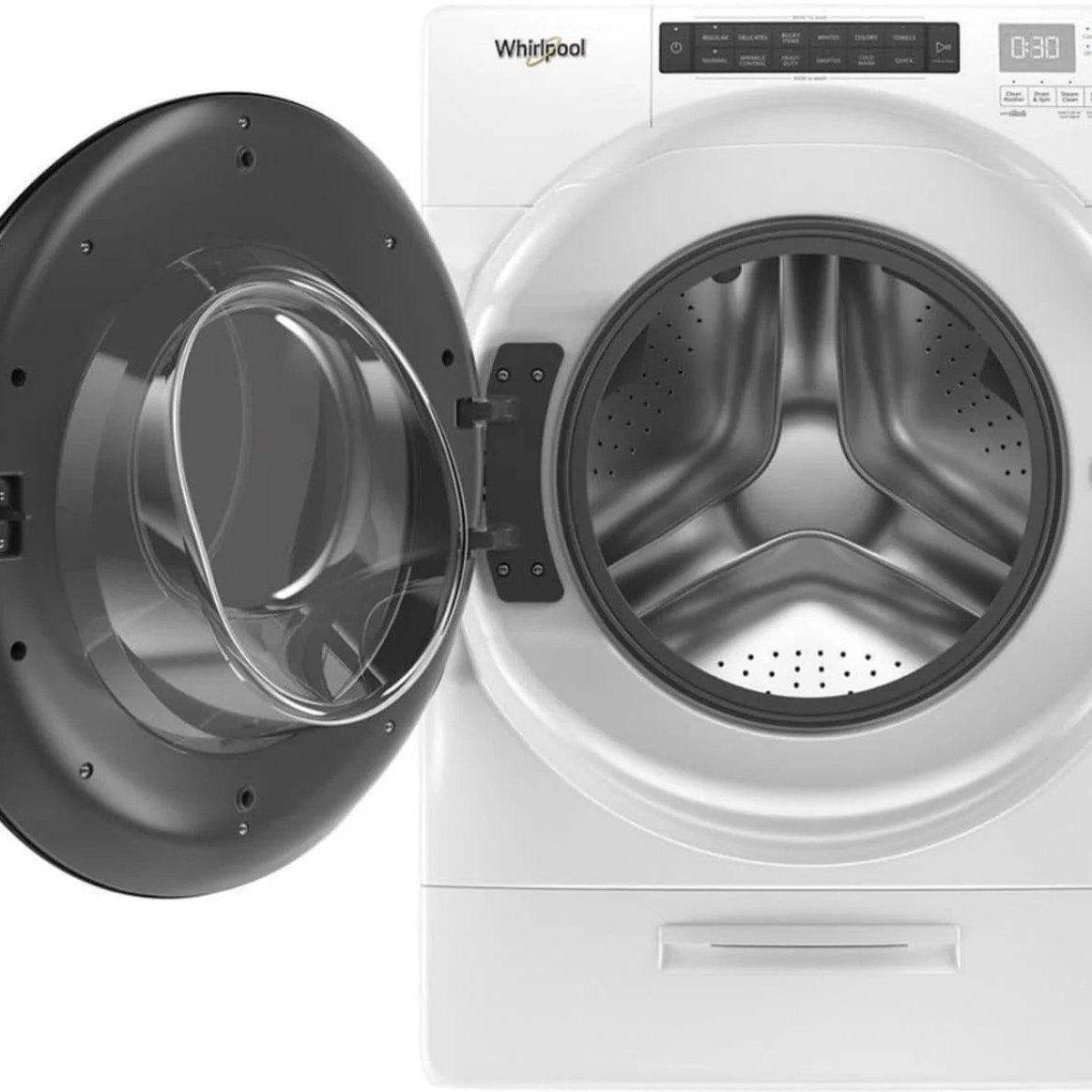 Whirlpool – 4.5 Cu. Ft. High Efficiency Stackable Front Load Washer with Steam and Load & Go XL Dispenser – White