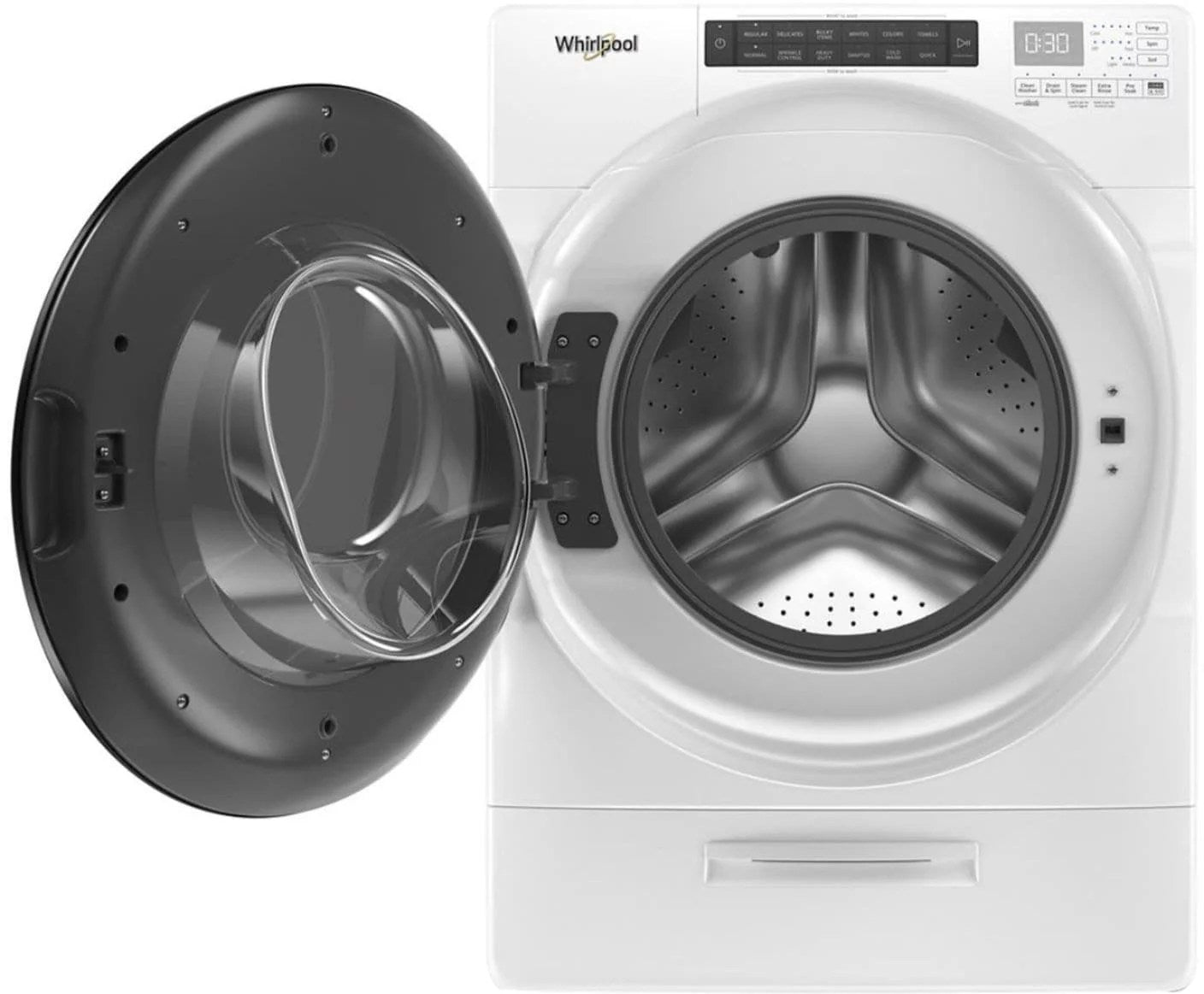 Whirlpool – 4.5 Cu. Ft. High Efficiency Stackable Front Load Washer with Steam and Load & Go XL Dispenser – White