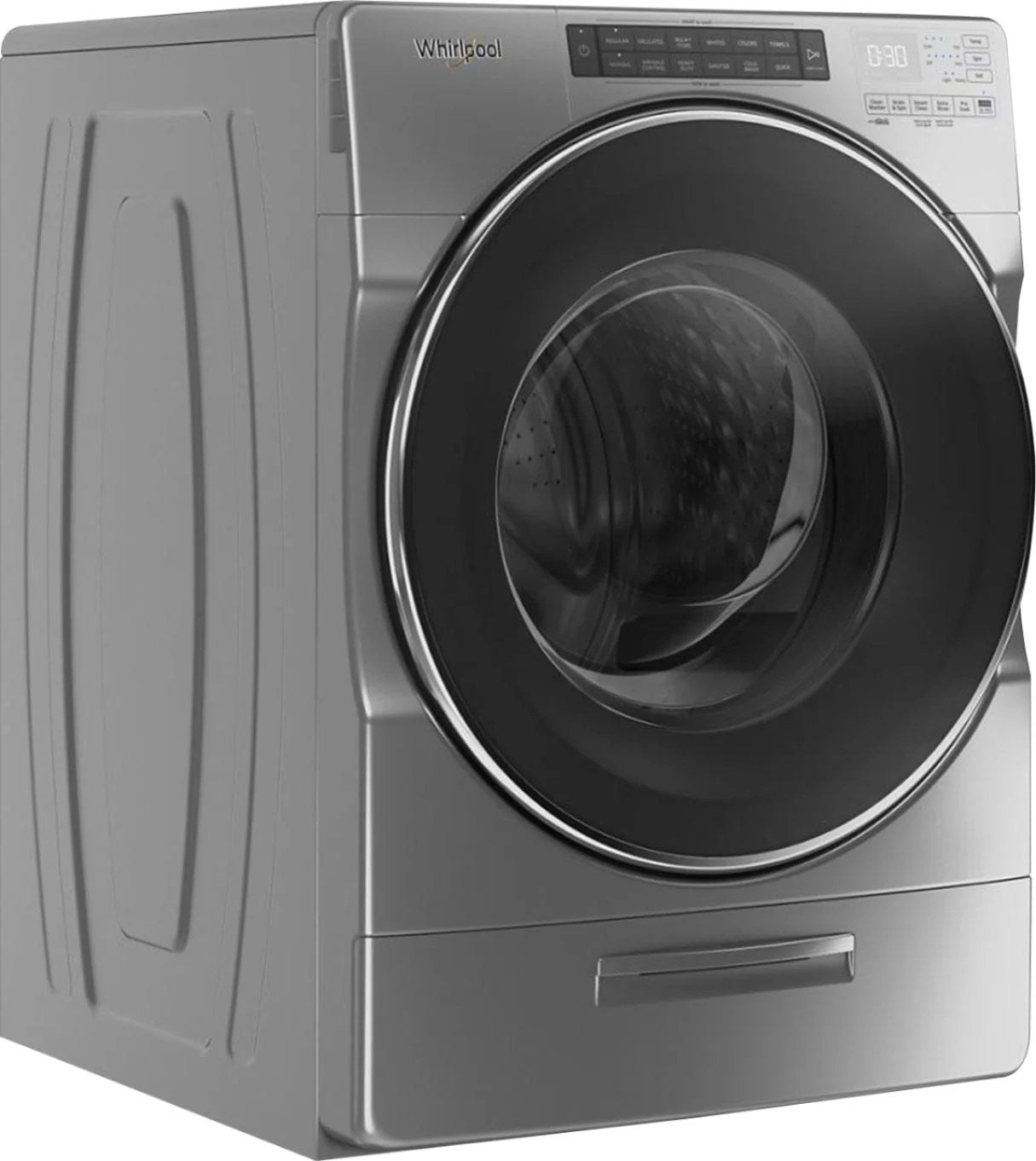 Whirlpool – 4.5 Cu. Ft. High Efficiency Stackable Front Load Washer with Steam and Load & Go XL Dispenser – Chrome shadow