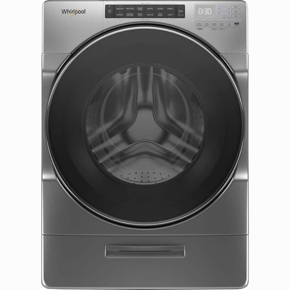 Whirlpool – 4.5 Cu. Ft. High Efficiency Stackable Front Load Washer with Steam and Load & Go XL Dispenser – Chrome shadow