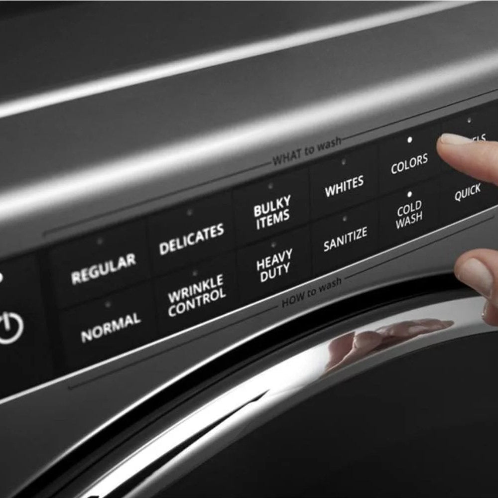 Whirlpool – 4.5 Cu. Ft. High Efficiency Stackable Front Load Washer with Steam and Load & Go XL Dispenser – Chrome shadow