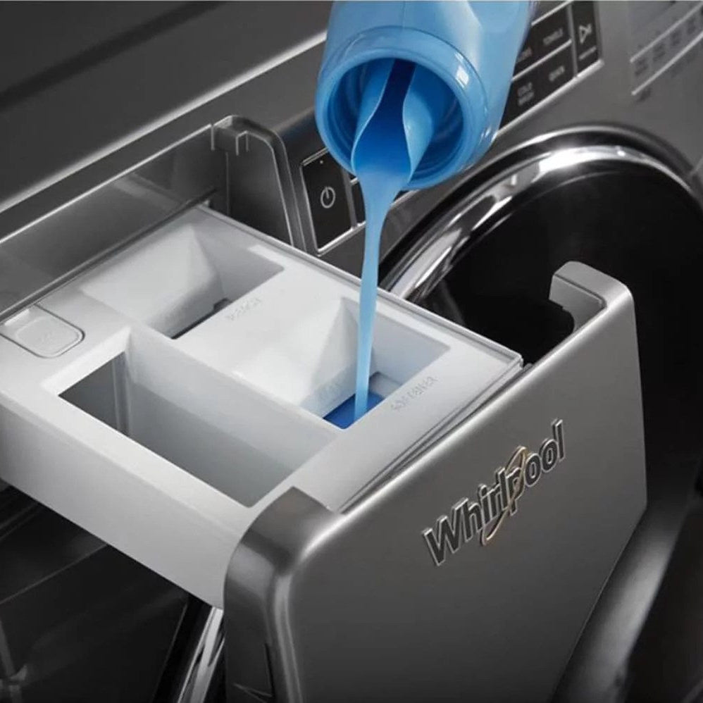 Whirlpool – 4.5 Cu. Ft. High Efficiency Stackable Front Load Washer with Steam and Load & Go XL Dispenser – Chrome shadow