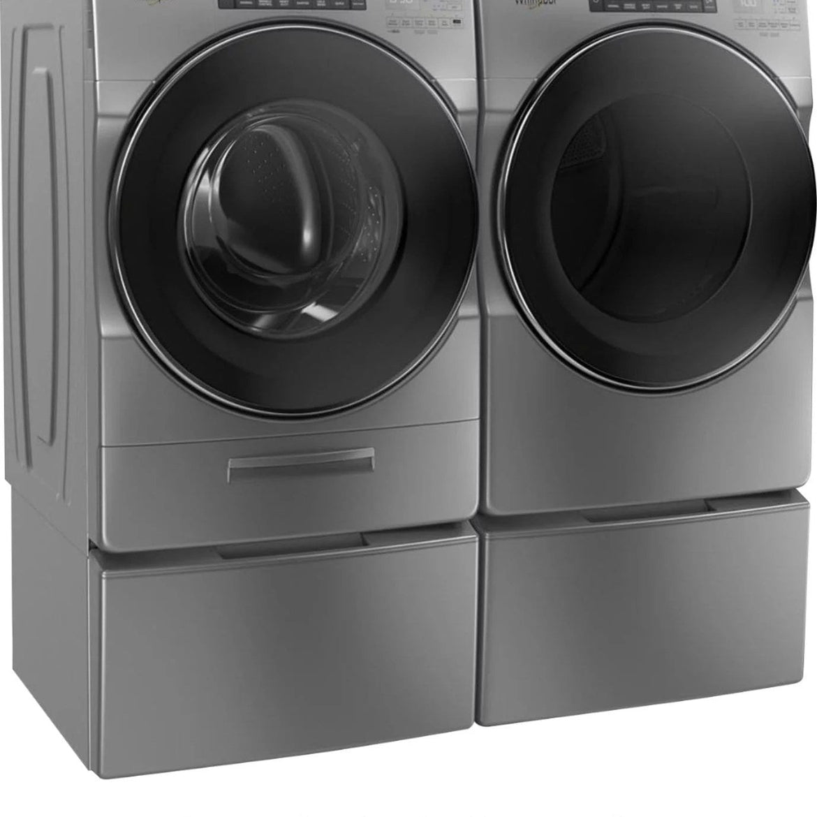 Whirlpool – 4.5 Cu. Ft. High Efficiency Stackable Front Load Washer with Steam and Load & Go XL Dispenser – Chrome shadow