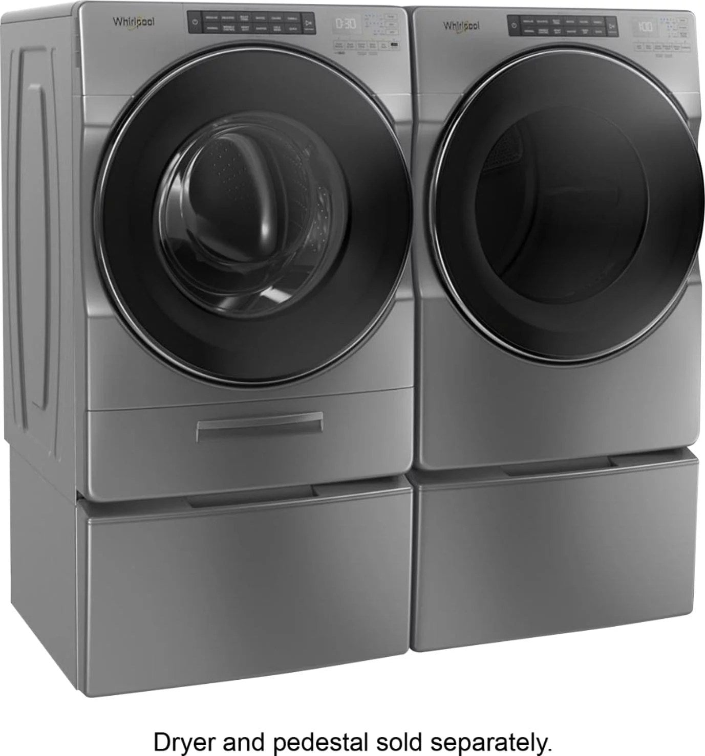 Whirlpool – 4.5 Cu. Ft. High Efficiency Stackable Front Load Washer with Steam and Load & Go XL Dispenser – Chrome shadow