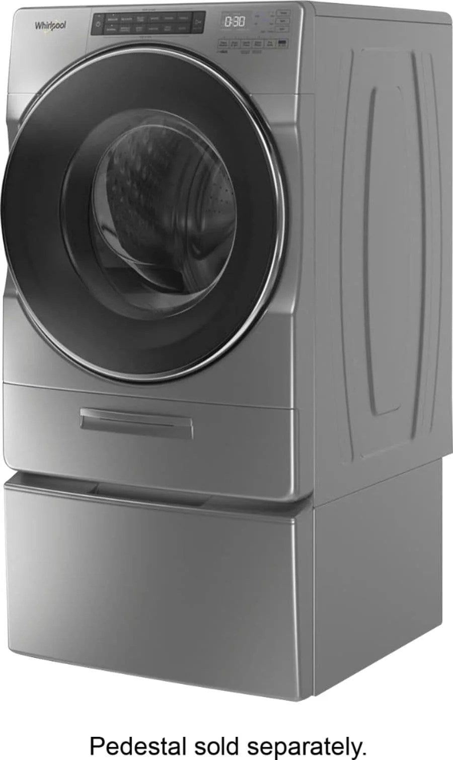Whirlpool – 4.5 Cu. Ft. High Efficiency Stackable Front Load Washer with Steam and Load & Go XL Dispenser – Chrome shadow