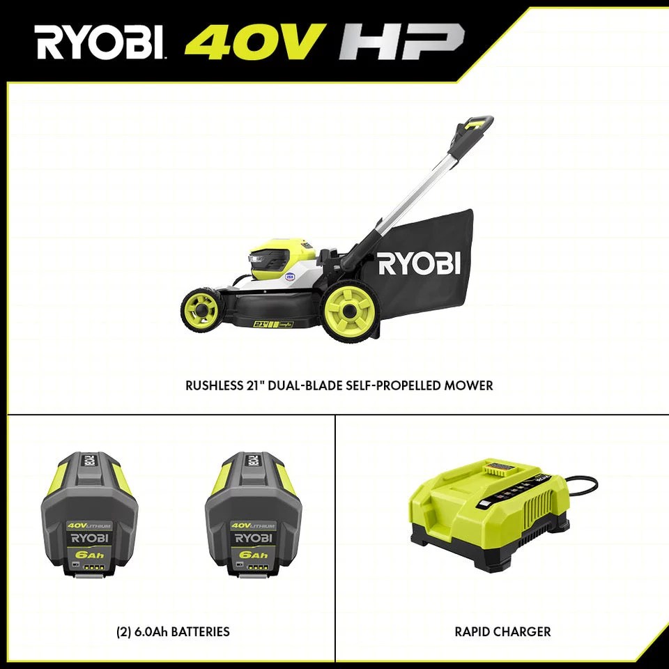 40V HP Brushless 21 in. Cordless Battery Walk Behind Dual-Blade Self-Propelled Mower