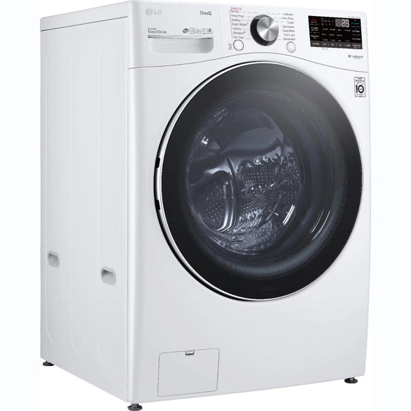 LG – 5.0 Cu. Ft. High-Efficiency Stackable Smart Front Load Washer with Steam and Built-In Intelligence – White