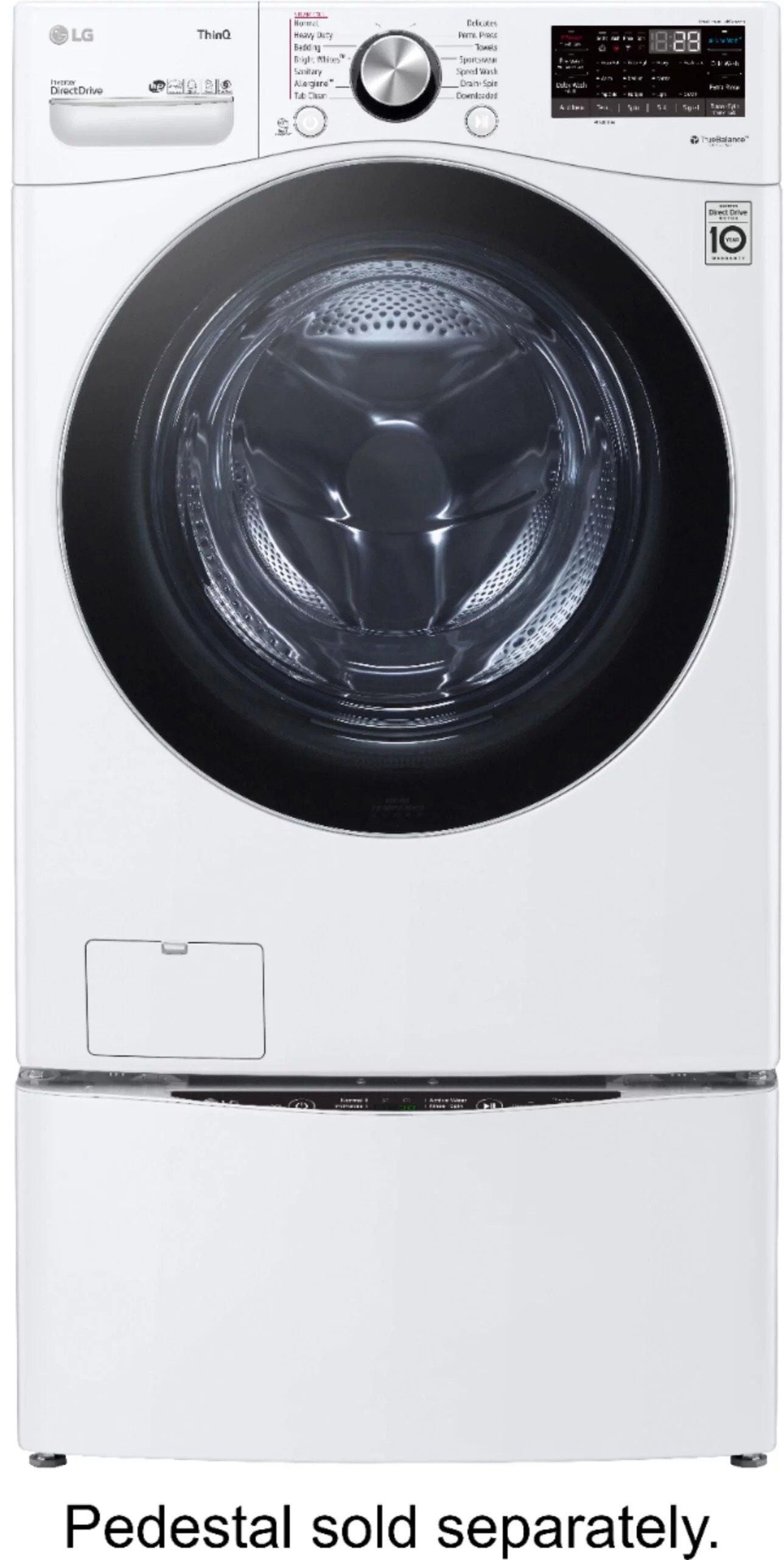 LG – 5.0 Cu. Ft. High-Efficiency Stackable Smart Front Load Washer with Steam and Built-In Intelligence – White