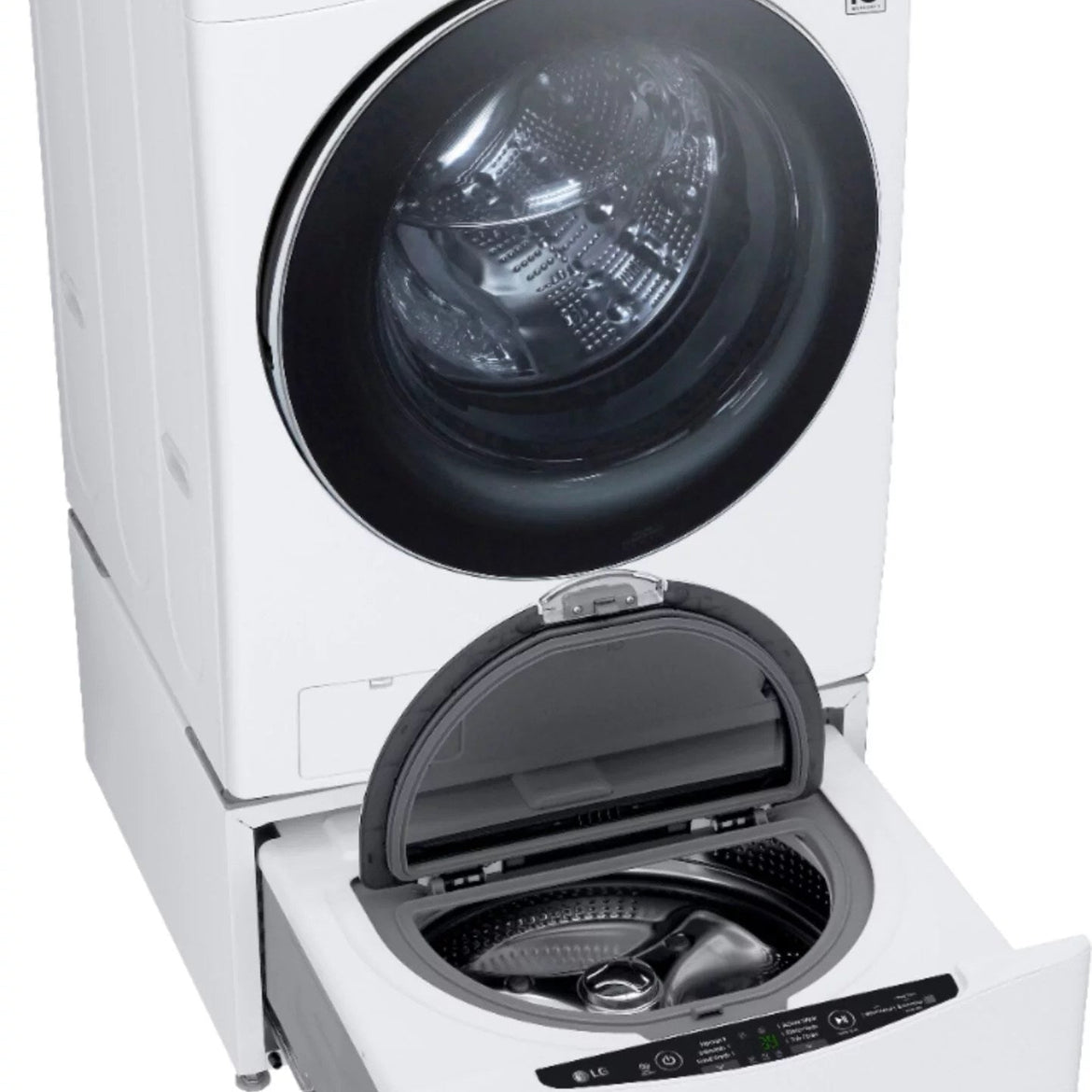 LG – 5.0 Cu. Ft. High-Efficiency Stackable Smart Front Load Washer with Steam and Built-In Intelligence – White