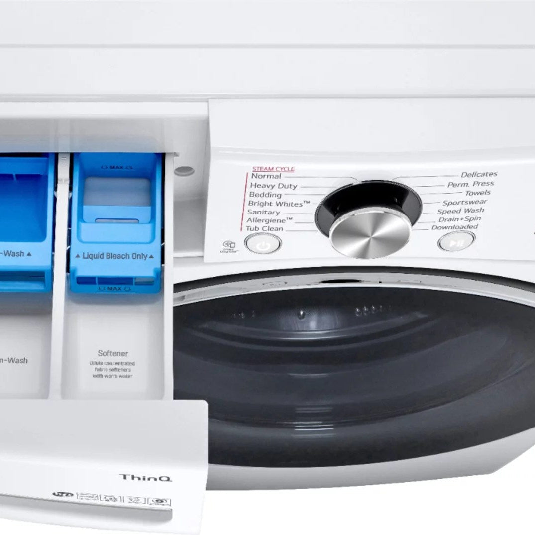 LG – 5.0 Cu. Ft. High-Efficiency Stackable Smart Front Load Washer with Steam and Built-In Intelligence – White