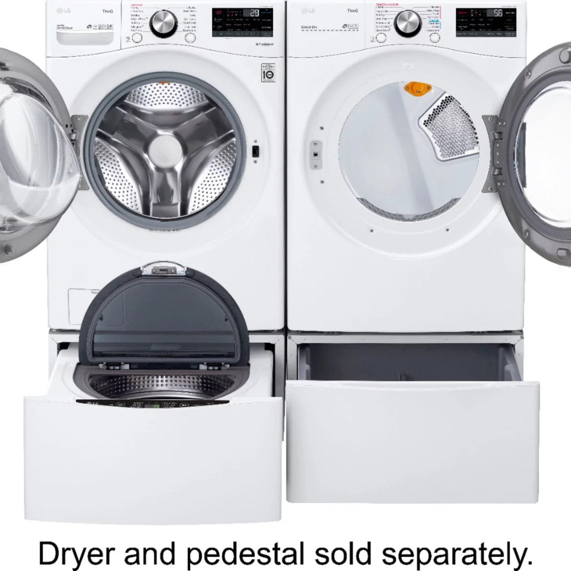 LG – 5.0 Cu. Ft. High-Efficiency Stackable Smart Front Load Washer with Steam and Built-In Intelligence – White