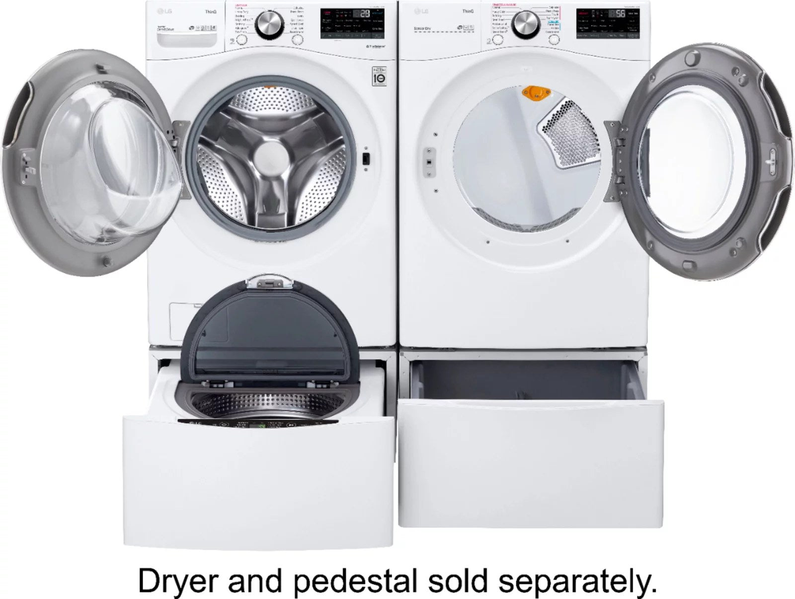 LG – 5.0 Cu. Ft. High-Efficiency Stackable Smart Front Load Washer with Steam and Built-In Intelligence – White