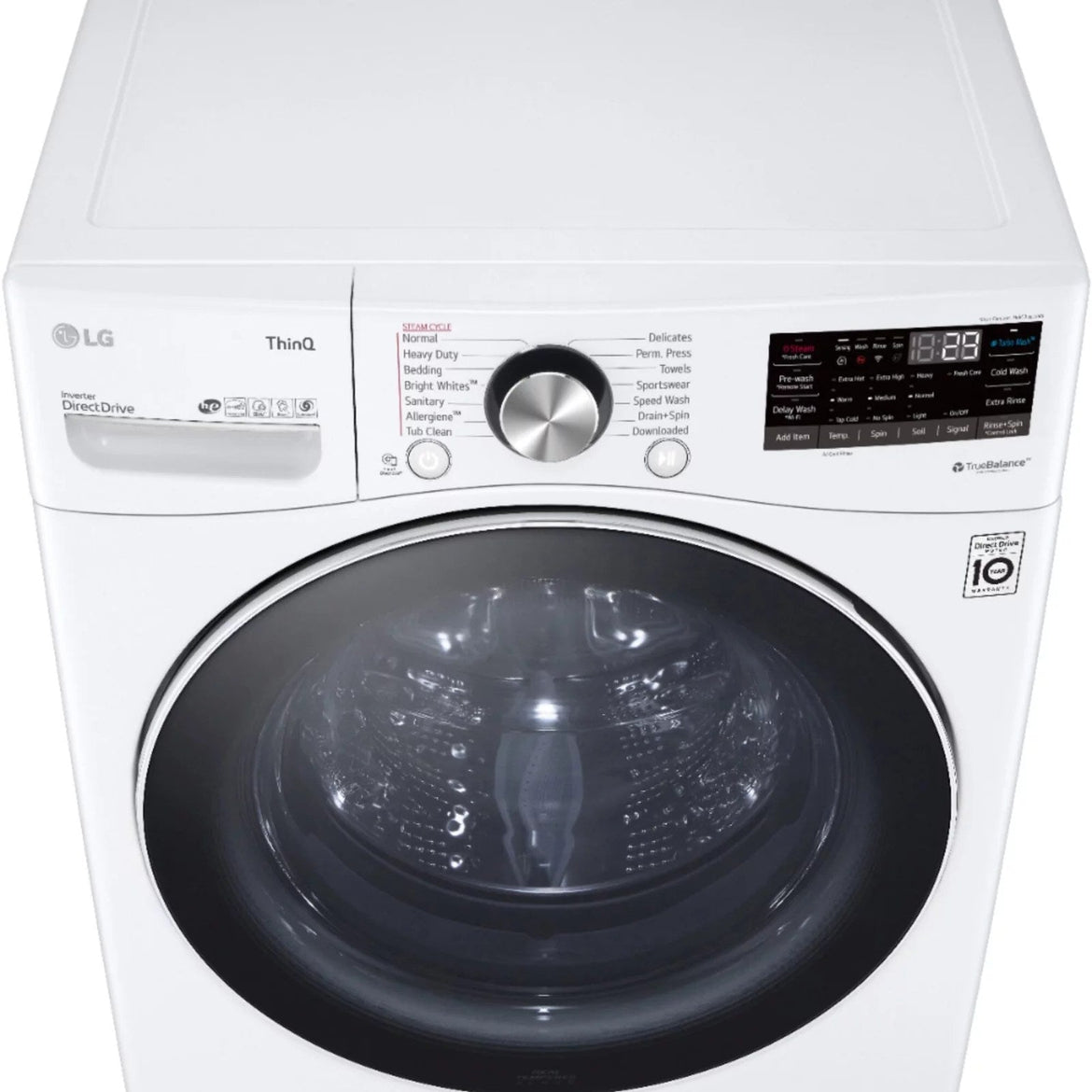 LG – 5.0 Cu. Ft. High-Efficiency Stackable Smart Front Load Washer with Steam and Built-In Intelligence – White