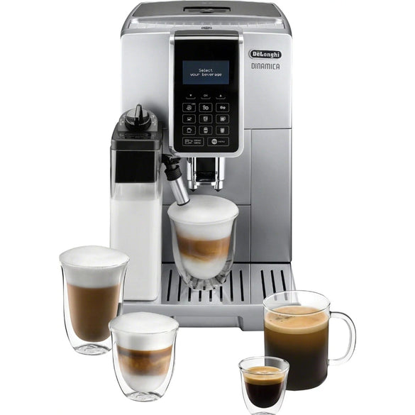 De’Longhi – Dinamica Espresso Machine with 15 bars of pressure and LatteCrema Fully Automatic Milk Frother – Silver