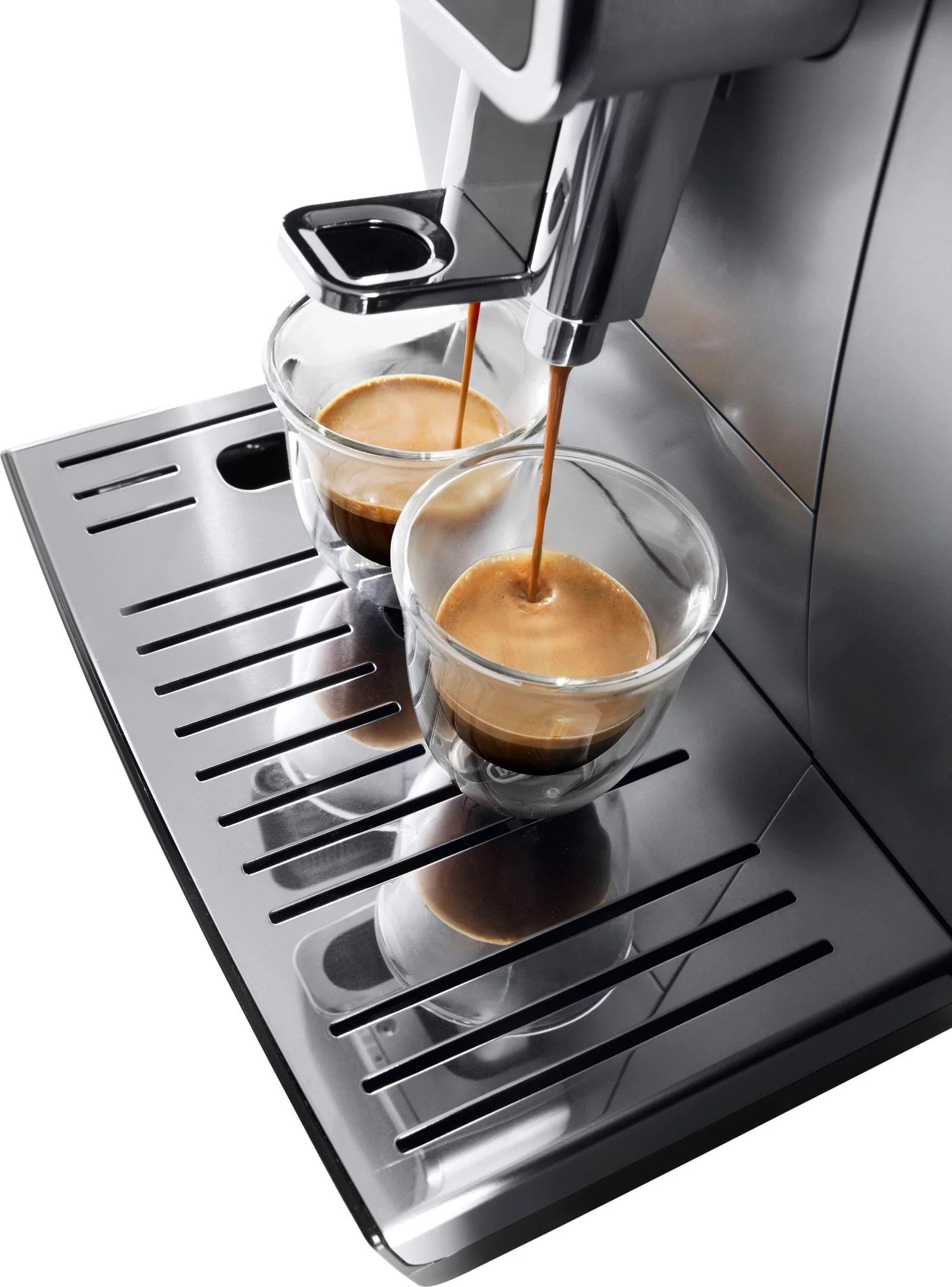 De’Longhi – Dinamica TrueBrew Over Ice Fully Automatic Coffee and Espresso Machine- Chrome and Black
