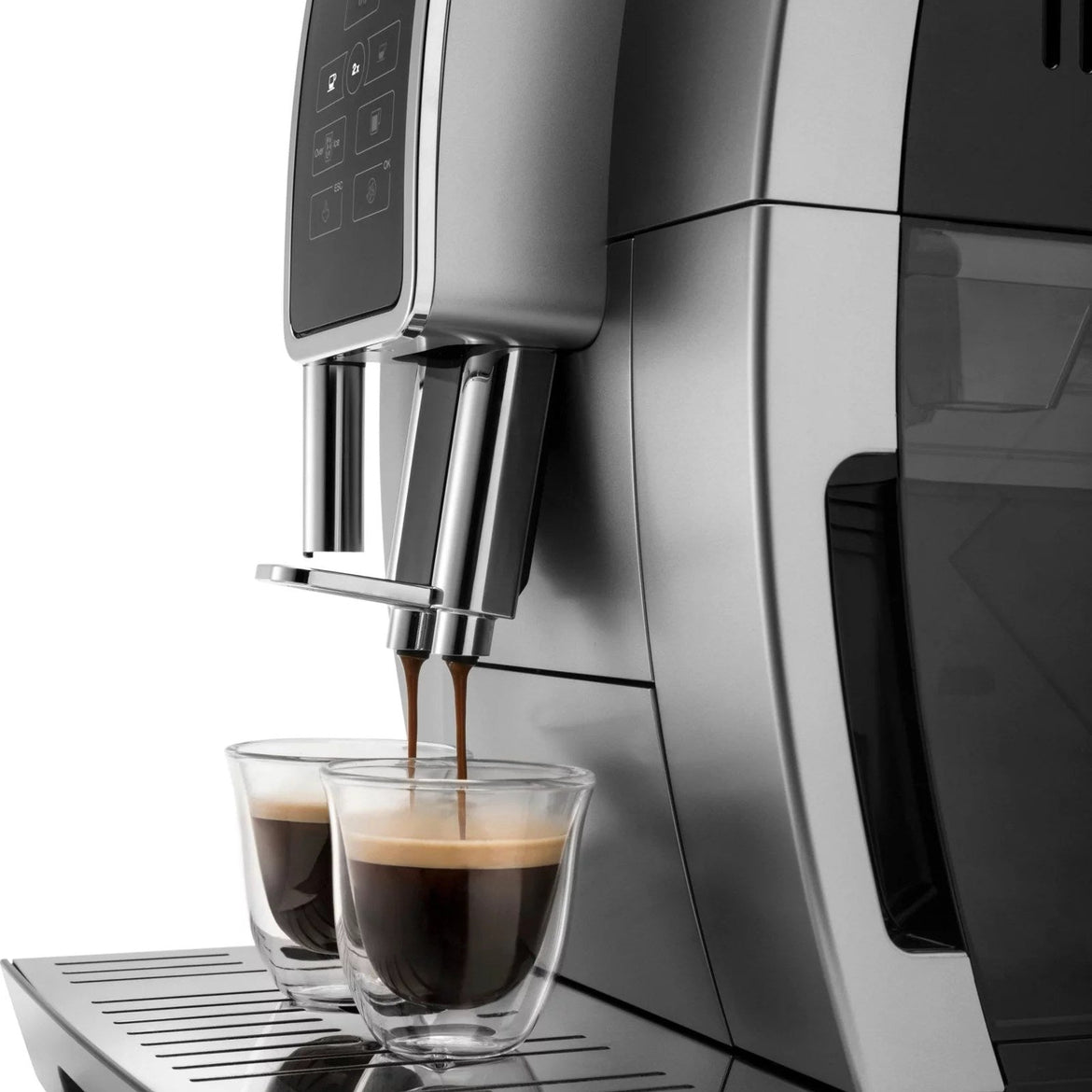 De’Longhi – Dinamica TrueBrew Over Ice Fully Automatic Coffee and Espresso Machine- Chrome and Black