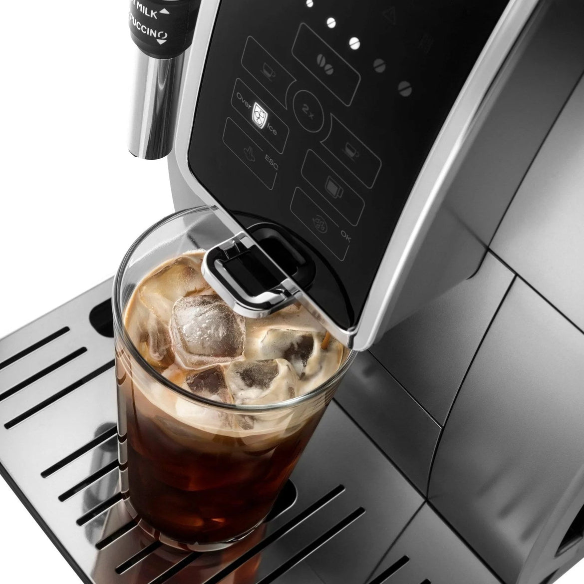 De’Longhi – Dinamica TrueBrew Over Ice Fully Automatic Coffee and Espresso Machine- Chrome and Black