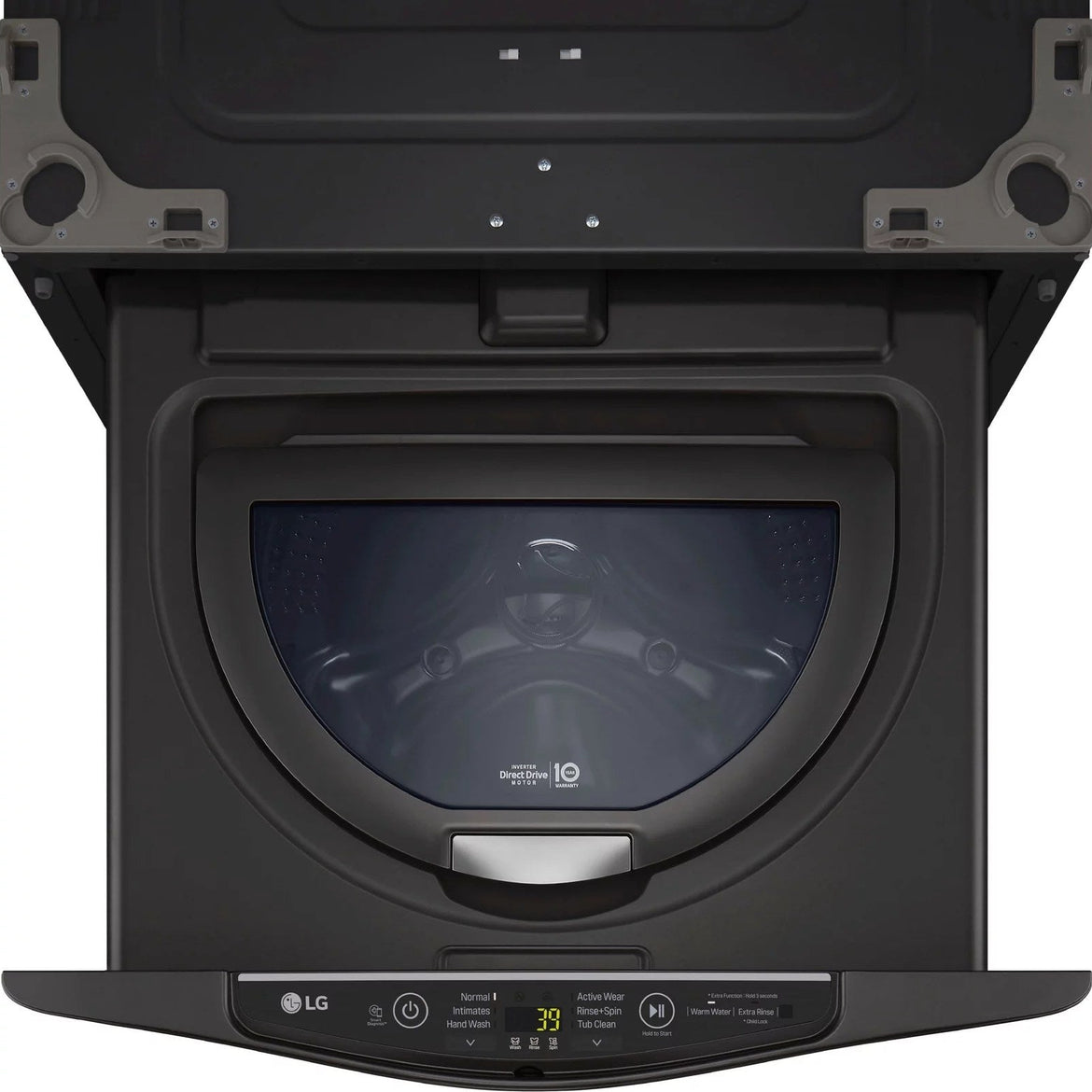 LG – SideKick 1.0 Cu. Ft. High-Efficiency Smart Top Load Pedestal Washer with 3-Motion Technology – Black steel