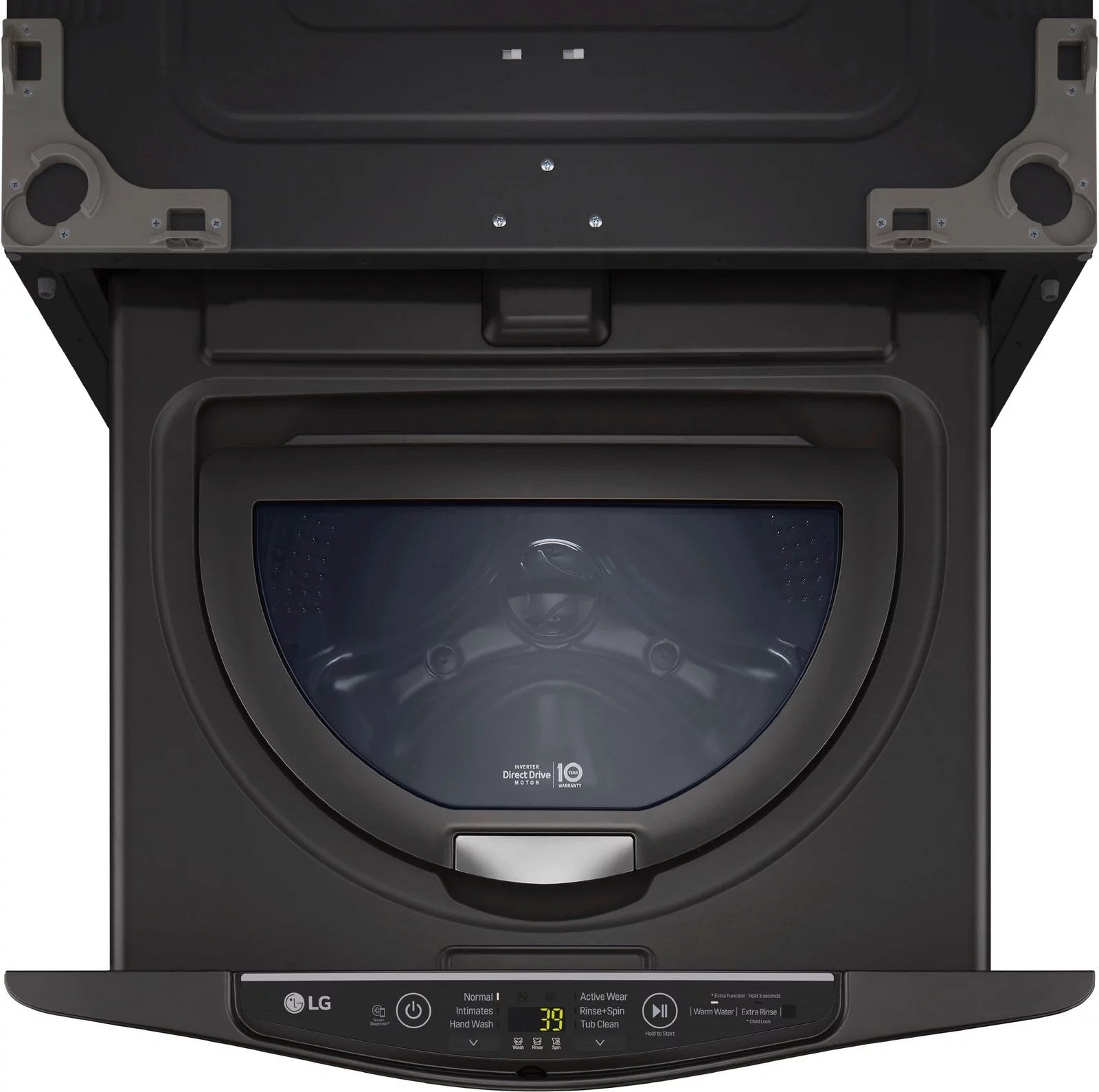 LG – SideKick 1.0 Cu. Ft. High-Efficiency Smart Top Load Pedestal Washer with 3-Motion Technology – Black steel