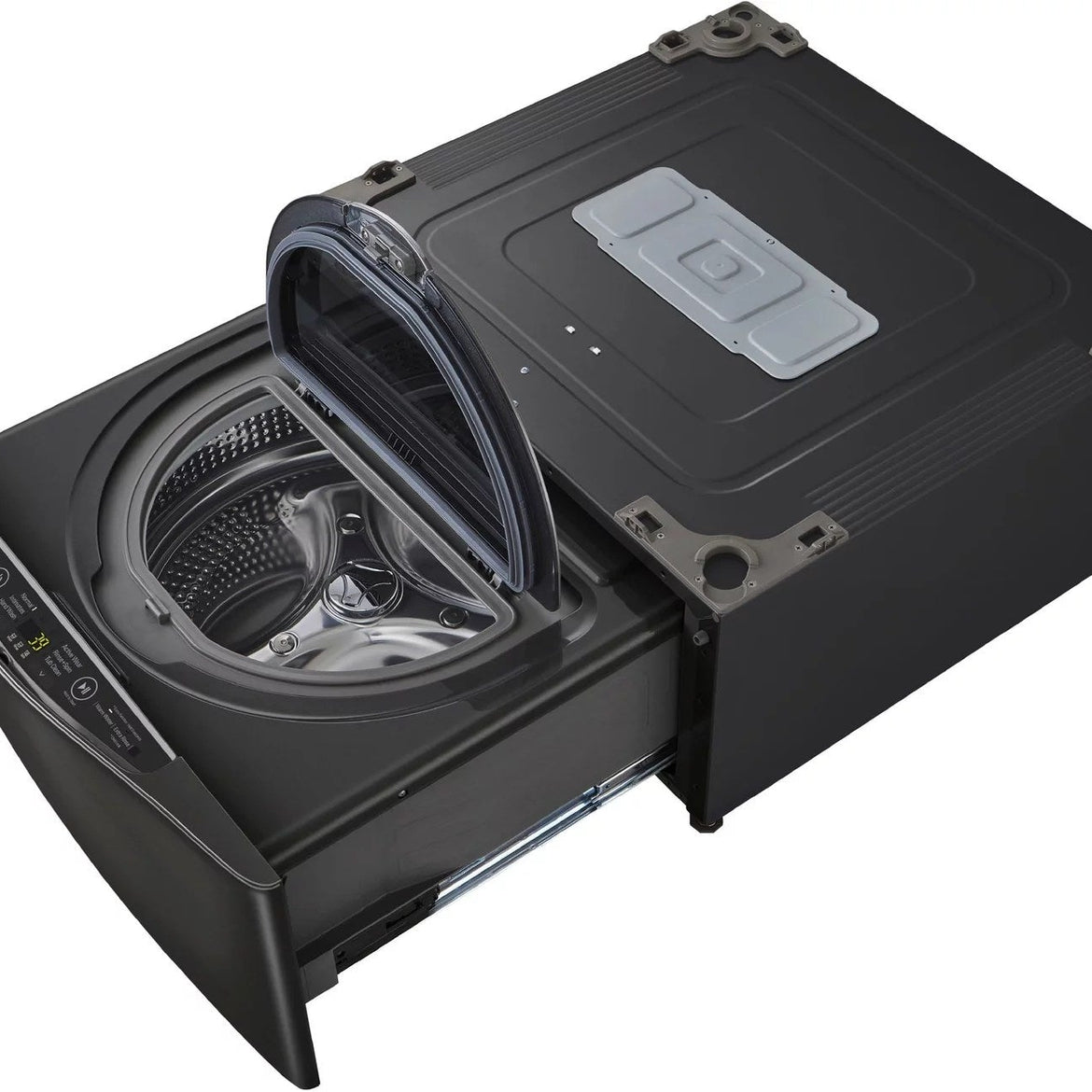 LG – SideKick 1.0 Cu. Ft. High-Efficiency Smart Top Load Pedestal Washer with 3-Motion Technology – Black steel