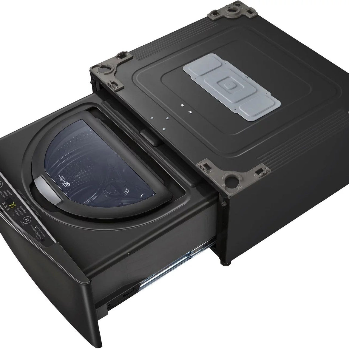 LG – SideKick 1.0 Cu. Ft. High-Efficiency Smart Top Load Pedestal Washer with 3-Motion Technology – Black steel