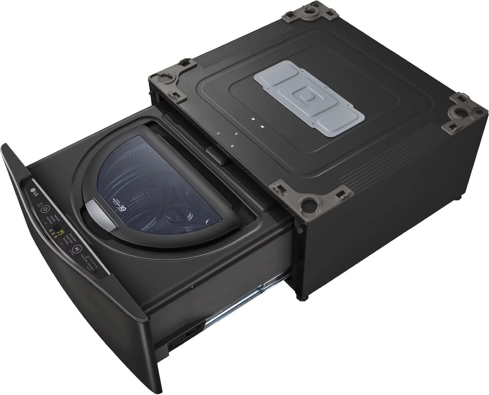 LG – SideKick 1.0 Cu. Ft. High-Efficiency Smart Top Load Pedestal Washer with 3-Motion Technology – Black steel