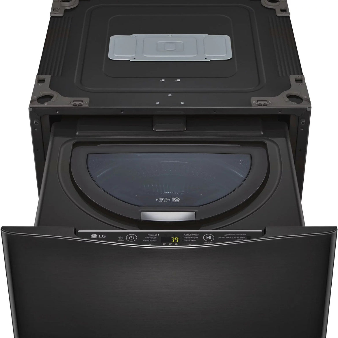 LG – SideKick 1.0 Cu. Ft. High-Efficiency Smart Top Load Pedestal Washer with 3-Motion Technology – Black steel