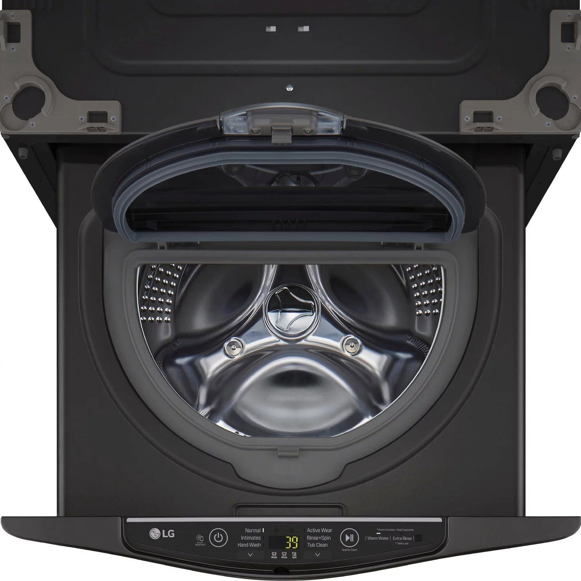 LG – SideKick 1.0 Cu. Ft. High-Efficiency Smart Top Load Pedestal Washer with 3-Motion Technology – Black steel