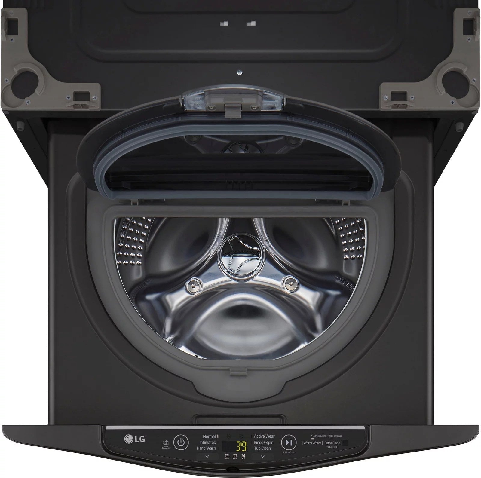 LG – SideKick 1.0 Cu. Ft. High-Efficiency Smart Top Load Pedestal Washer with 3-Motion Technology – Black steel