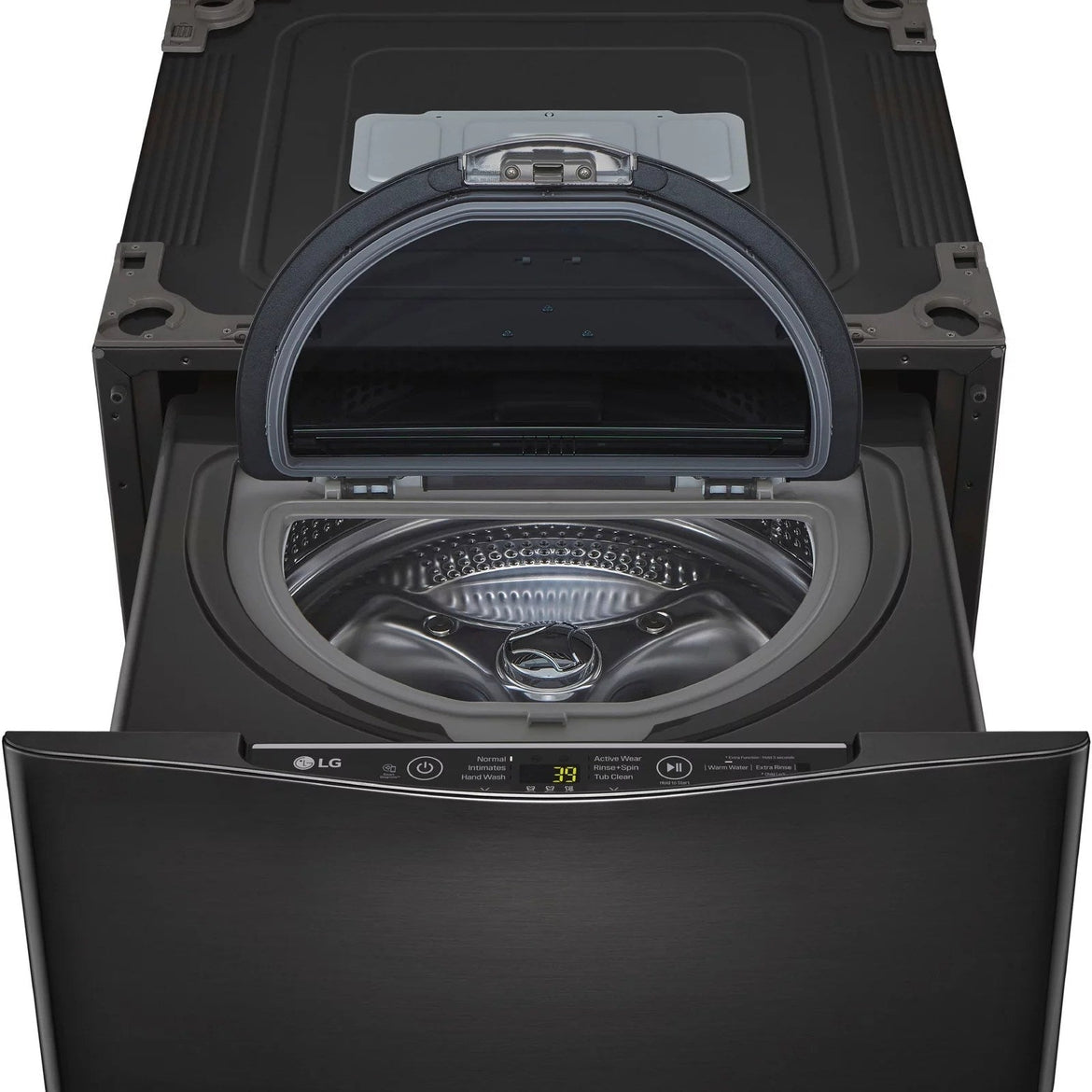LG – SideKick 1.0 Cu. Ft. High-Efficiency Smart Top Load Pedestal Washer with 3-Motion Technology – Black steel