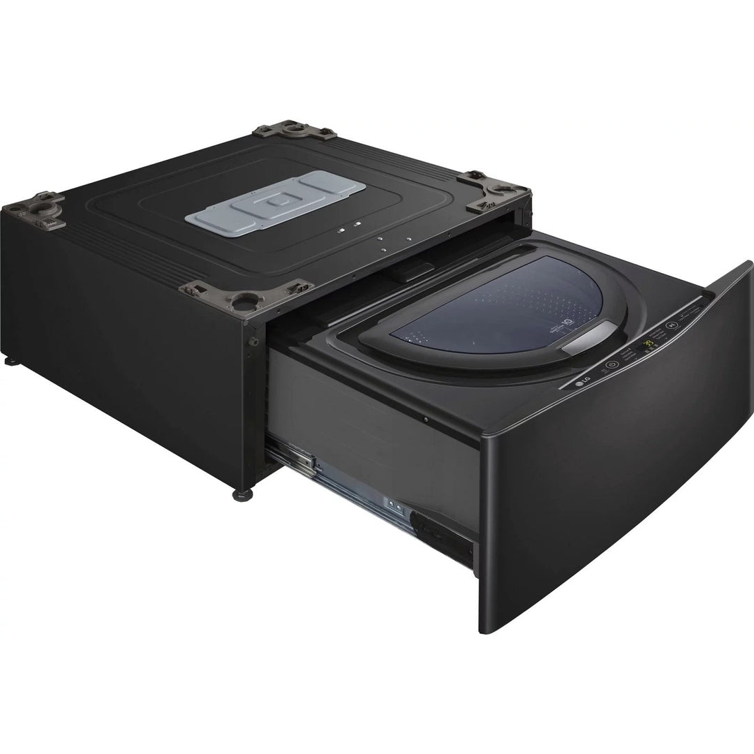 LG – SideKick 1.0 Cu. Ft. High-Efficiency Smart Top Load Pedestal Washer with 3-Motion Technology – Black steel