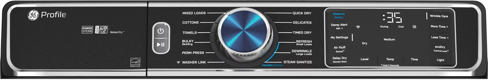 GE Profile – 7.8 cu. ft. Smart Front Load Electric Dryer with Steam and Sanitize Cycle and Washer Link – Carbon Graphite