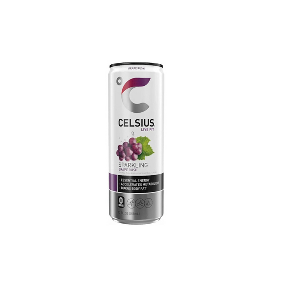 CELSIUS RTD Sparkling Grape Rush, 12 Ounce, Drink 355ml Pack of 12