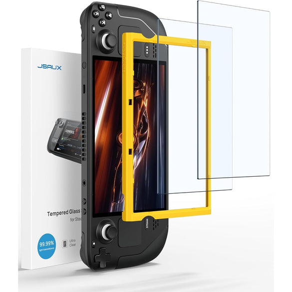 JSAUX 2-Pack Screen Protector for Steam Deck, Anti Glare Protector 9H Hardness Easy to Install with Guiding Frame Scratch Resistant Matte Tempered Glass Compatible with Steam Deck OLED