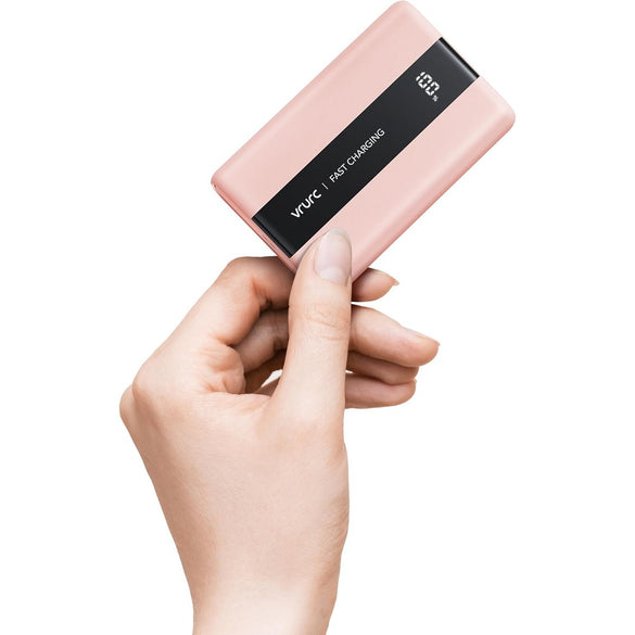 VRURC Portable Charger, 22.5W Smallest Power Bank 20000mAh, USB C in & Out Fast Charging Mini Battery Pack, 3 USB Ports LED Display Travel Phone Charger for iPhone 15 14 13, Samsung, Android-Pink