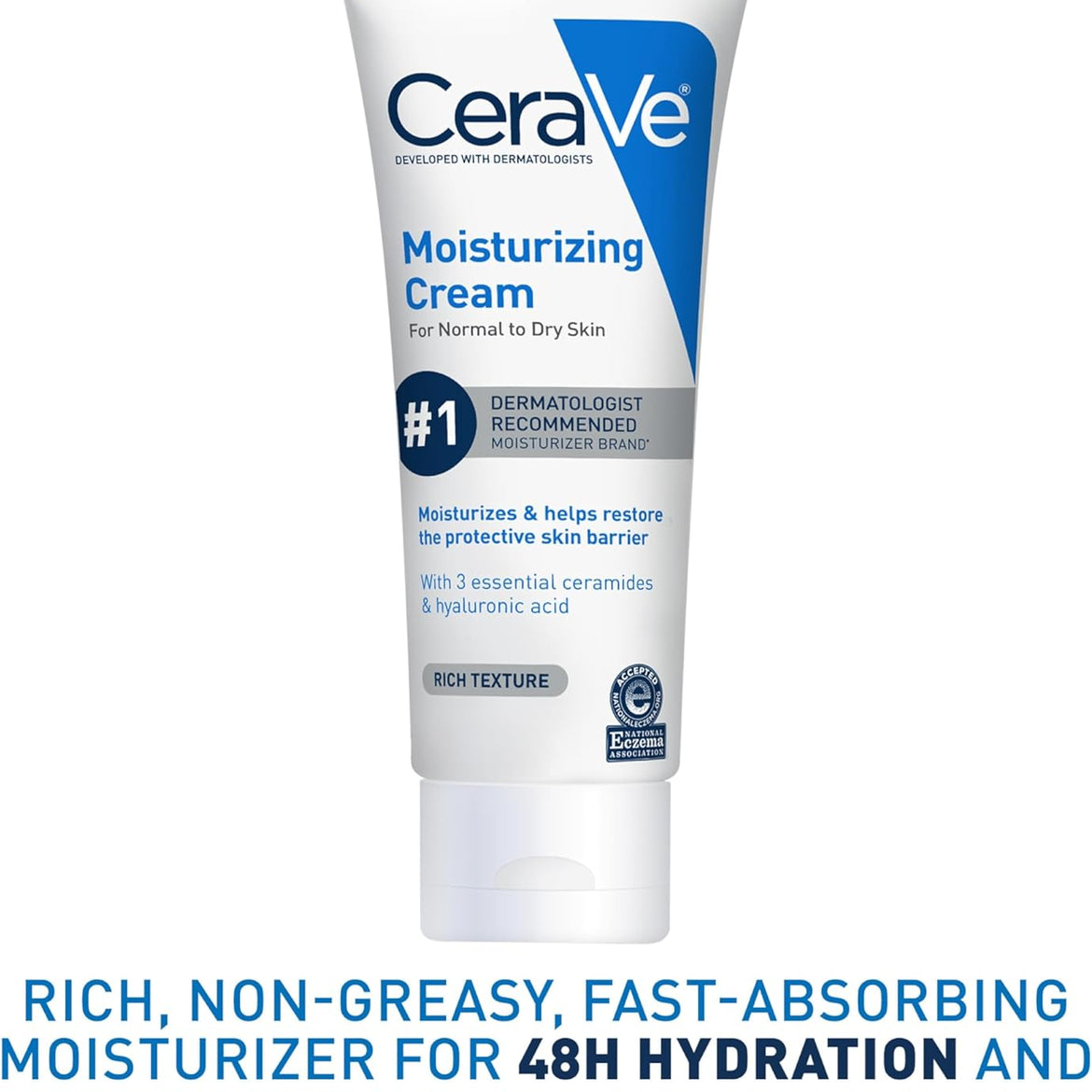 CeraVe Moisturizing Cream, Body and Face Moisturizer for Dry Skin, Body Cream with Hyaluronic Acid and Ceramides, 19 Ounce
