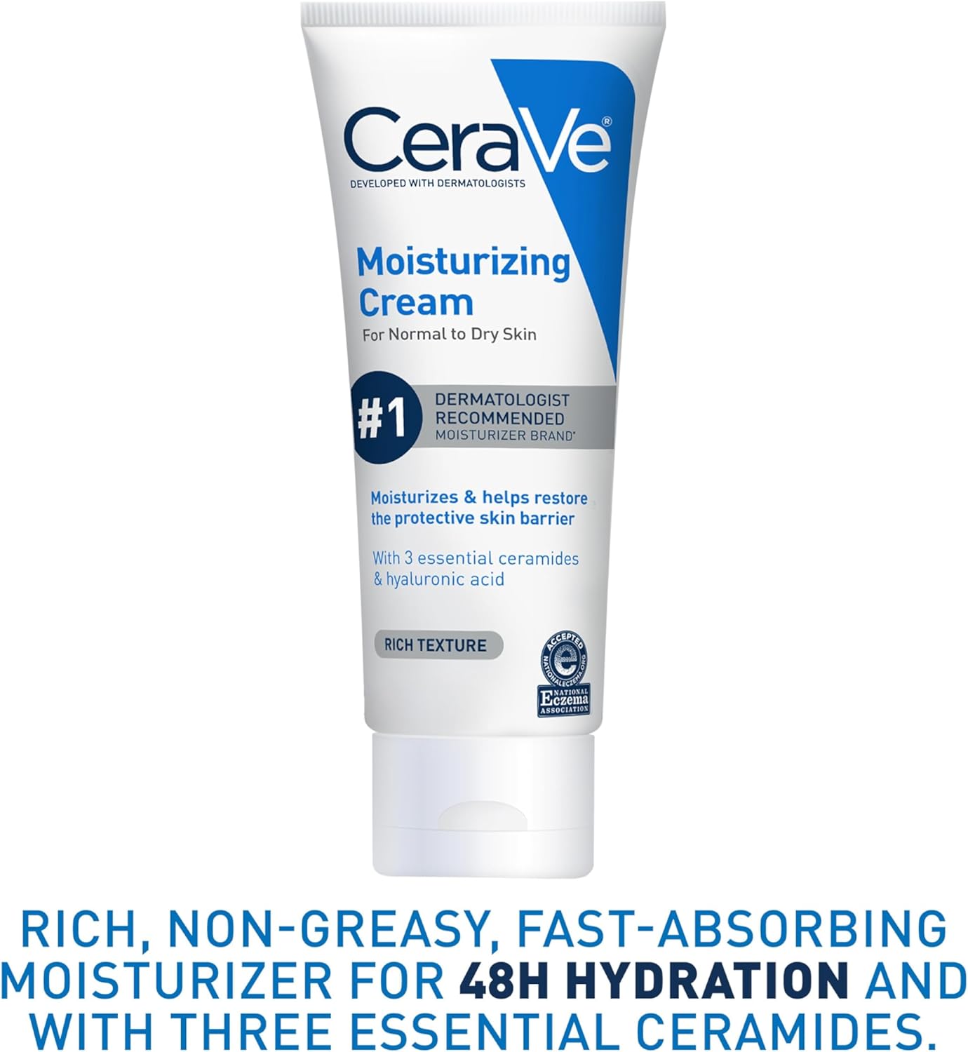 CeraVe Moisturizing Cream, Body and Face Moisturizer for Dry Skin, Body Cream with Hyaluronic Acid and Ceramides, 19 Ounce