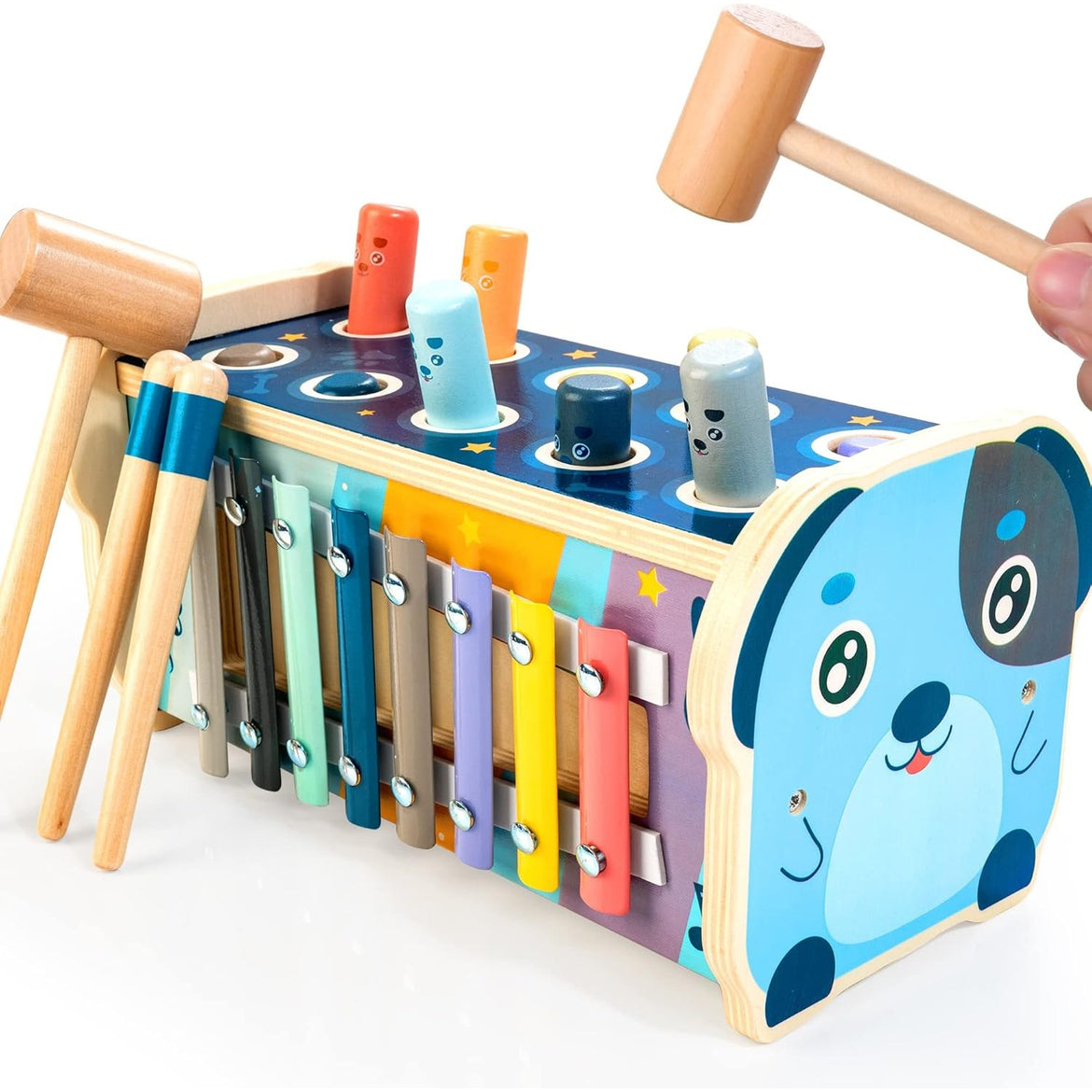 KIDWILL Wooden Hammering Pounding Toy for 12+ Months Kids, Montessori Toys for 1+ Year Old Babies
