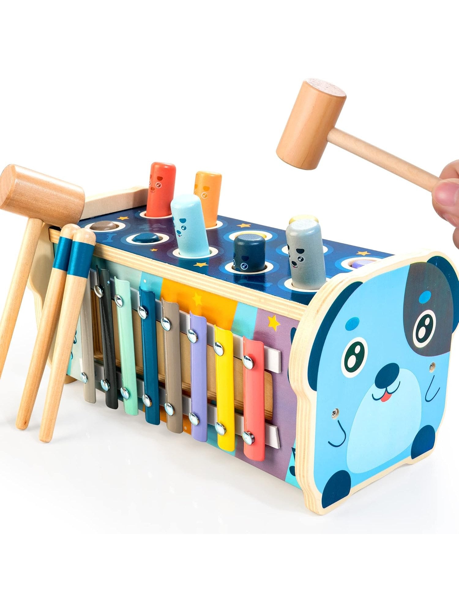 KIDWILL Wooden Hammering Pounding Toy for 12+ Months Kids, Montessori Toys for 1+ Year Old Babies