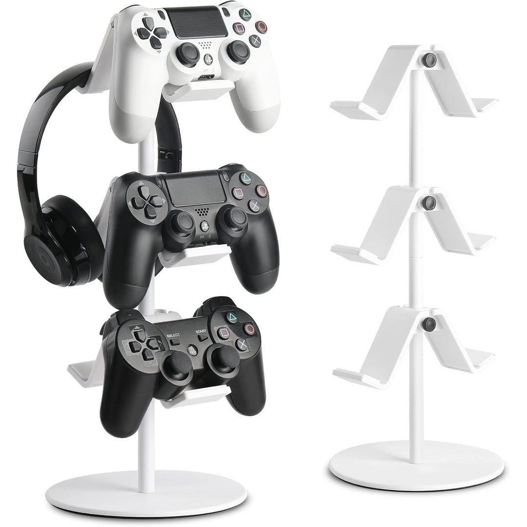 KELJUN Controller Stand 3 Tier,Headphone Holder, Multi Adjustable Game Controller Headset Hanger for All Universal Gaming PC Accessories, Xbox PS4 PS5 Nintendo Switch(Smart Black)