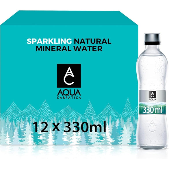 Aqua Carpatica Carbonated Natural Sparkling Mineral Water Low Sodium 12 X 330Ml Glass - Romania