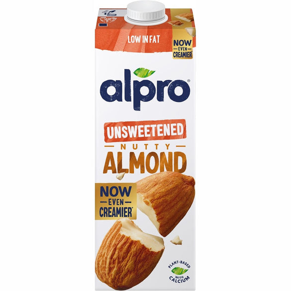 Alpro Unsweetened Almond Drink 100% Vegan, Gluten Free, Dairy Free, Suitable for Vegetarians, Naturally Lactose Free, 1 Litre
